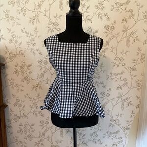 Navy and White Peplum Top